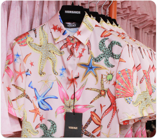 A multitude of Versace dresses ready to export to Asia