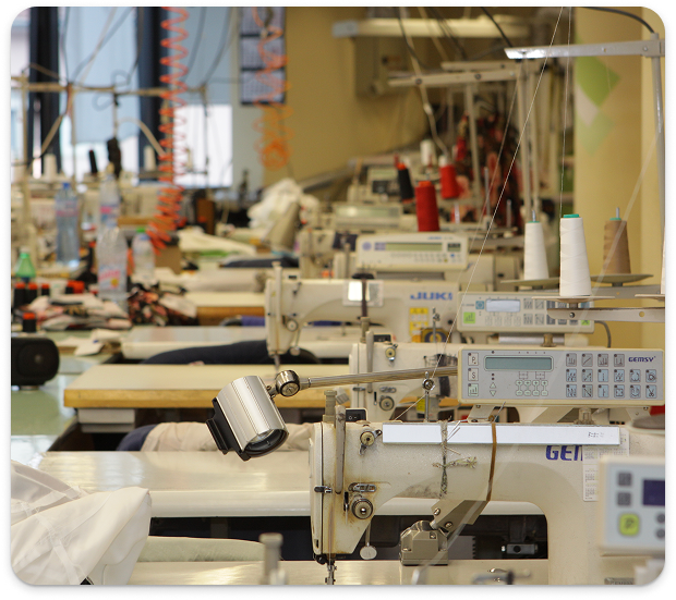 A garment manufacturing sewing room at Mode Agency Mirage, Vratsa
