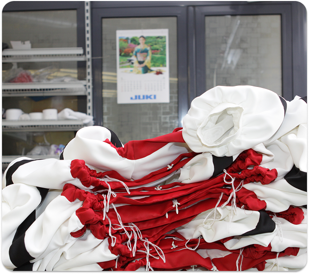 An assortment of garments in production process