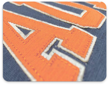 Doubled-Stacked Applique Application on personalised University wear